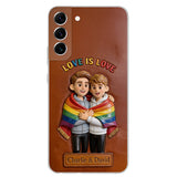 Love Is Love - Personalized LGBT Support 3D Embossed Leather Phone Case