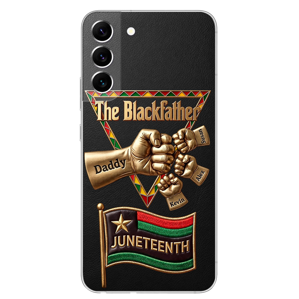 The Blackfather - Personalized Father 3D Embossed Leather Phone Case