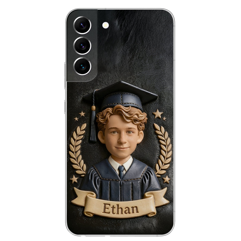Graduation Gift - Personalized Graduation 3D Embossed Leather Phone Case