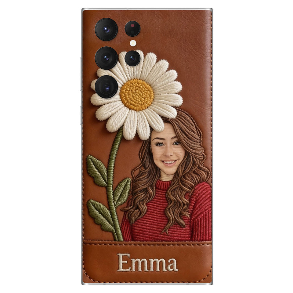 Custom Any Photo Birthmonth Flower - Personalized Self Love Leather Phone Case