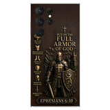 Put On The Full Amor Of God, Gift for Christians - Personalized Christian 3D Embossed Leather Phone Case