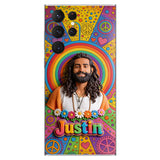 Hippie Theme, Custom From Any Image - Personalized Hippie 3D Embossed Leather Phone Case