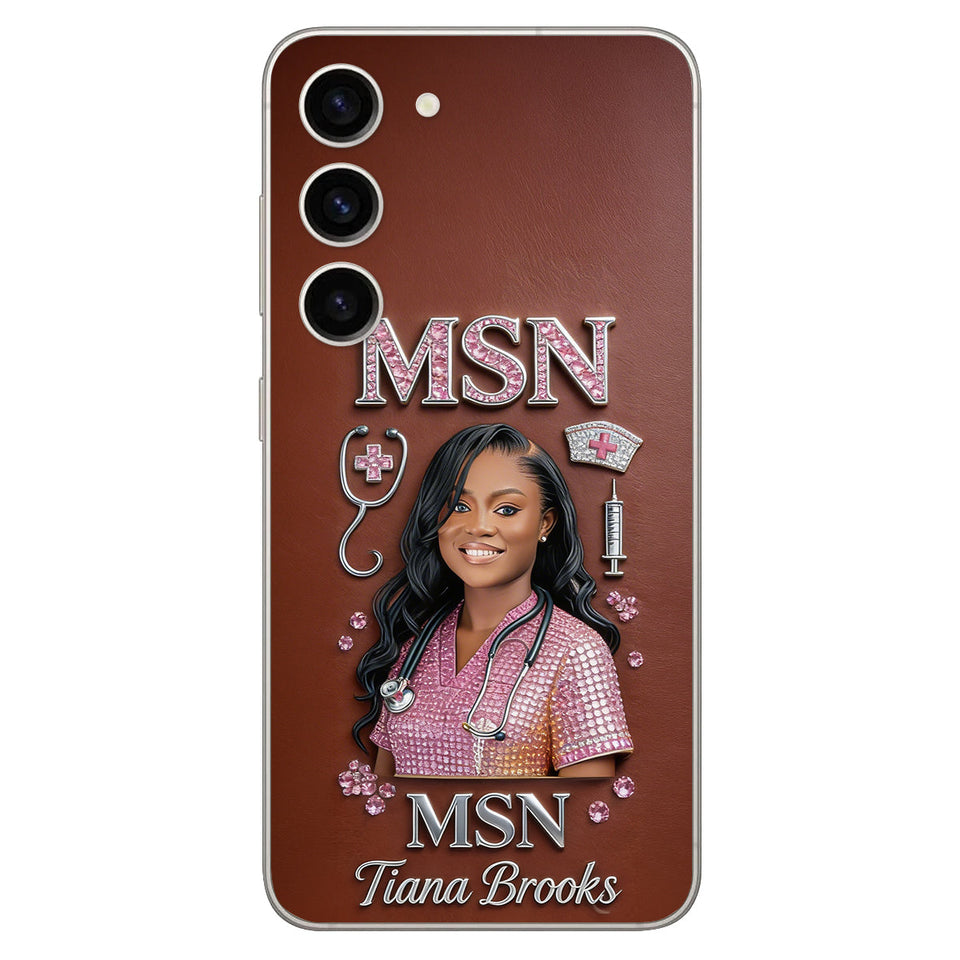 Any Title - Gifts For Nurse, Doctor - Personalized Nurse 3D Embossed Leather Phone Case