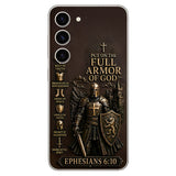 Put On The Full Amor Of God, Gift for Christians - Personalized Christian 3D Embossed Leather Phone Case