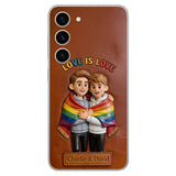 Love Is Love - Personalized LGBT Support 3D Embossed Leather Phone Case