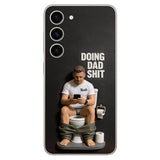 Doing Dad Shit - Personalized Father 3D Embossed Leather Phone Case
