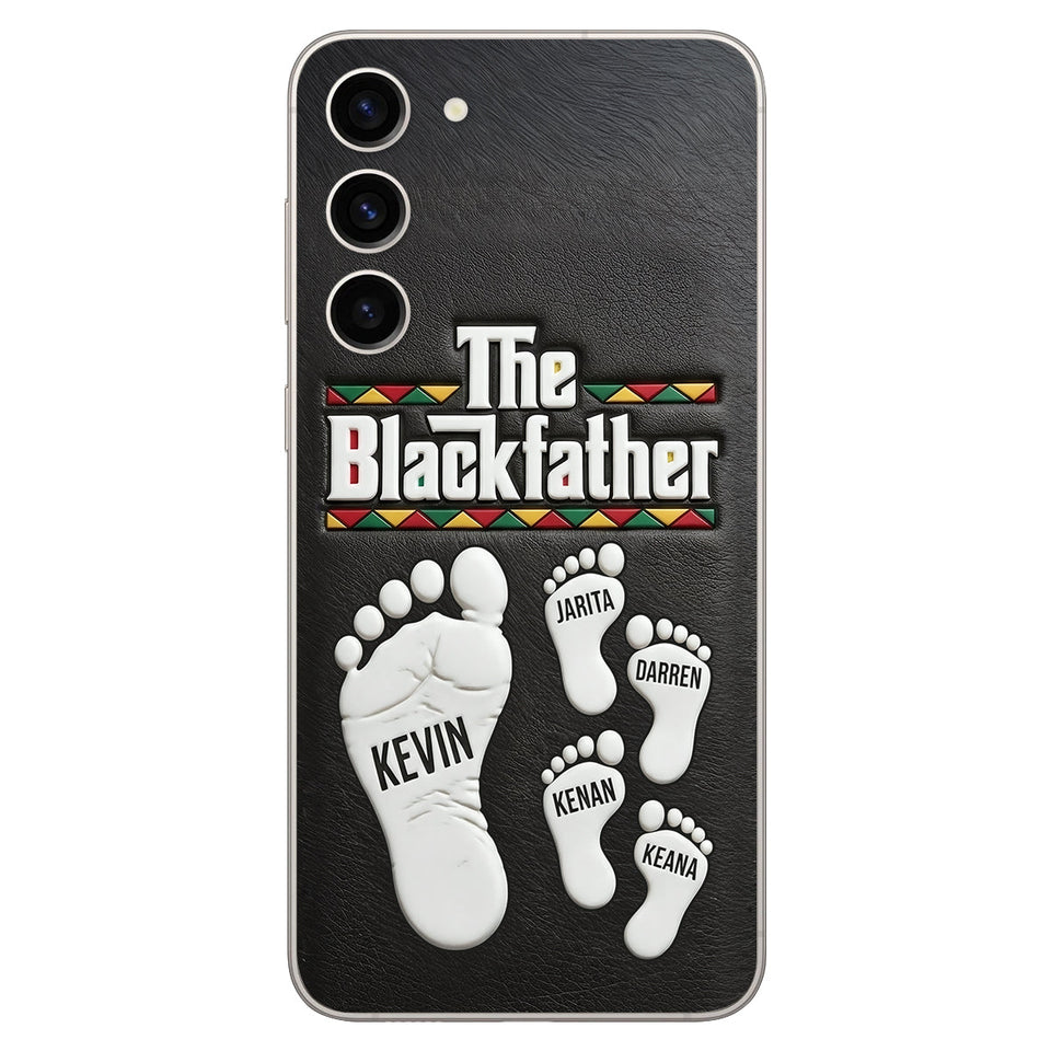 The Blackfather - Personalized Father 3D Embossed Leather Phone Case
