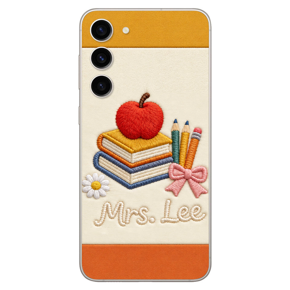 Teacher Gifts - Personalized Teacher 3D Embossed Leather Phone Case
