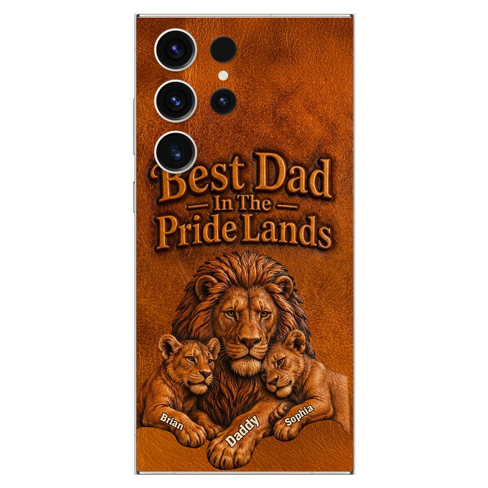 Papa Lion - Personalized Father 3D Embossed Leather Phone Case