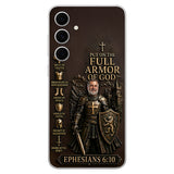 Put On The Full Amor Of God, Gift for Christians - Personalized Christian 3D Embossed Leather Phone Case