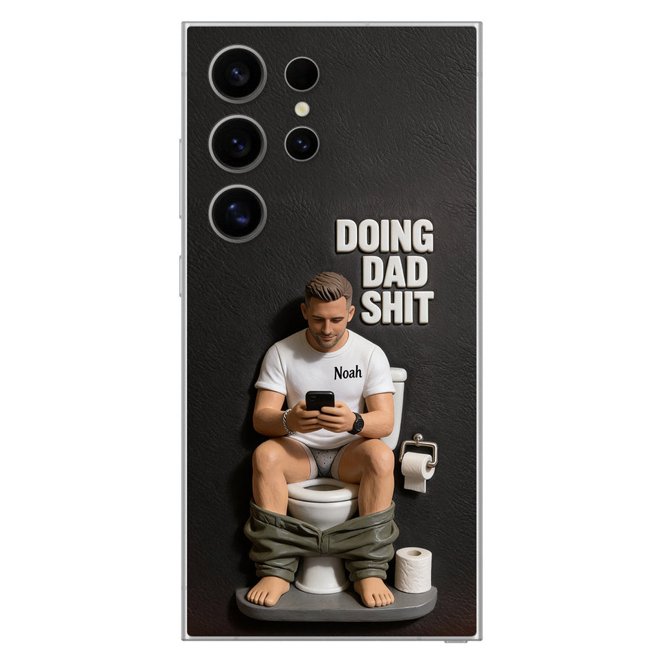 Doing Dad Shit - Personalized Father 3D Embossed Leather Phone Case