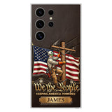 We The People - Personalized Lineman 3D Embossed Leather Phone Case