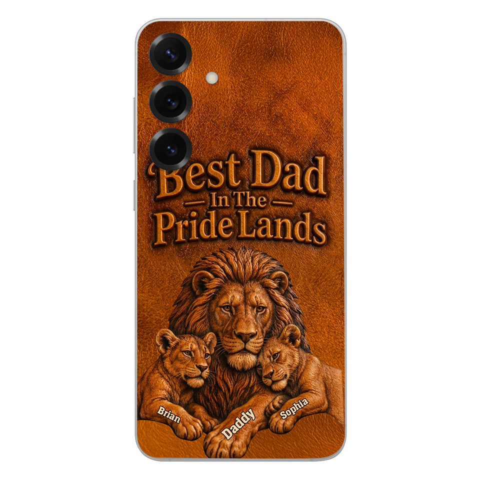 Papa Lion - Personalized Father 3D Embossed Leather Phone Case