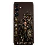 Put On The Full Amor Of God, Gift for Christians - Personalized Christian 3D Embossed Leather Phone Case