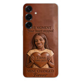 The Moment Your Heart Stopped - Personalized Memorial 3D Embossed Leather Phone Case