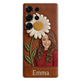 Custom Any Photo Birthmonth Flower - Personalized Self Love Leather Phone Case
