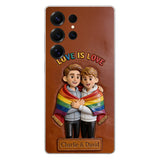 Love Is Love - Personalized LGBT Support 3D Embossed Leather Phone Case