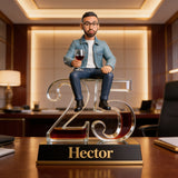 Personalized Latino Man Milestone Birthday Shaped Acrylic Plaque Custom Office Desk Trophy Anniversary Gift for Him Husband Boyfriend