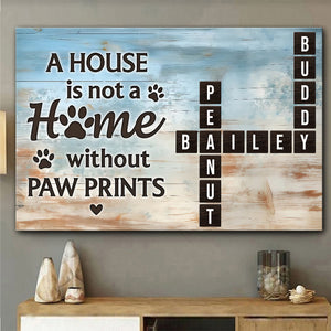Home With Paw Prints Pet Crossword Puzzle Art - Personalized Dog Canvas And Poster