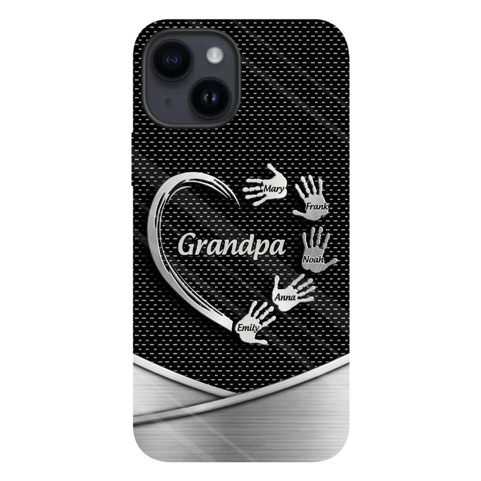 Grandpa Dad Kids Handprints - Personalized Father Full Print Phone Case