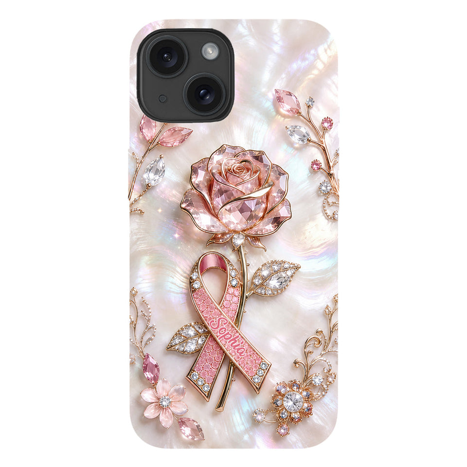 Faith Hope Love - Personalized Breast Cancer Awareness Full Print Phone Case & Phone Grip