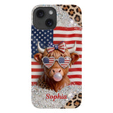 Highland Cow Patriotic - Personalized Highland Cow Full Print Phone Case & Phone Grip