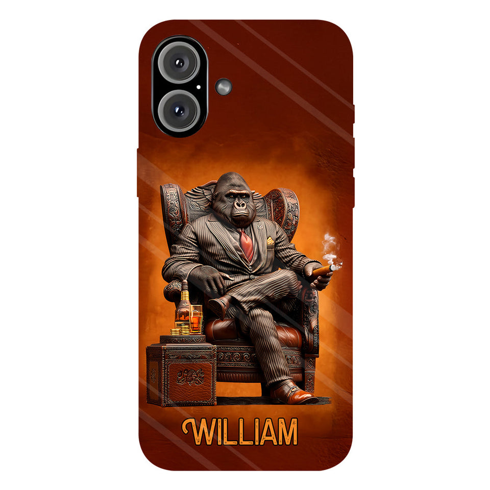 Whiskey & Cigar Gorilla - Personalized Whisky Full Print Phone Case