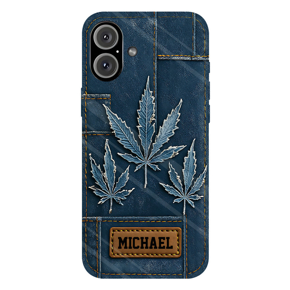 Distressed Denim Marijuanas - Personalized Weed Full Print Phone Case