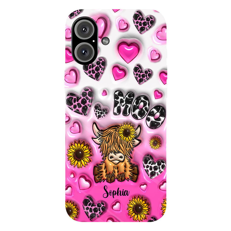 Sunflower Highland Cow - Personalized Full Print Phone Case
