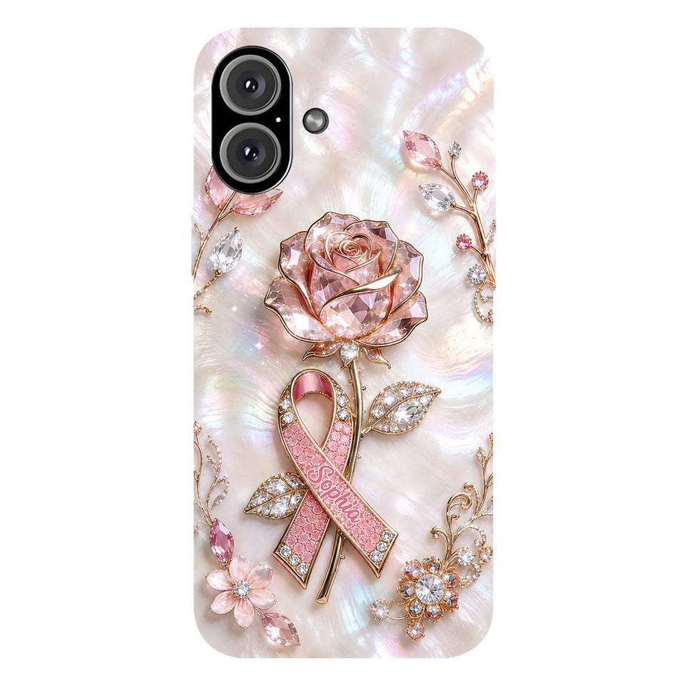 Faith Hope Love - Personalized Breast Cancer Awareness Full Print Phone Case & Phone Grip