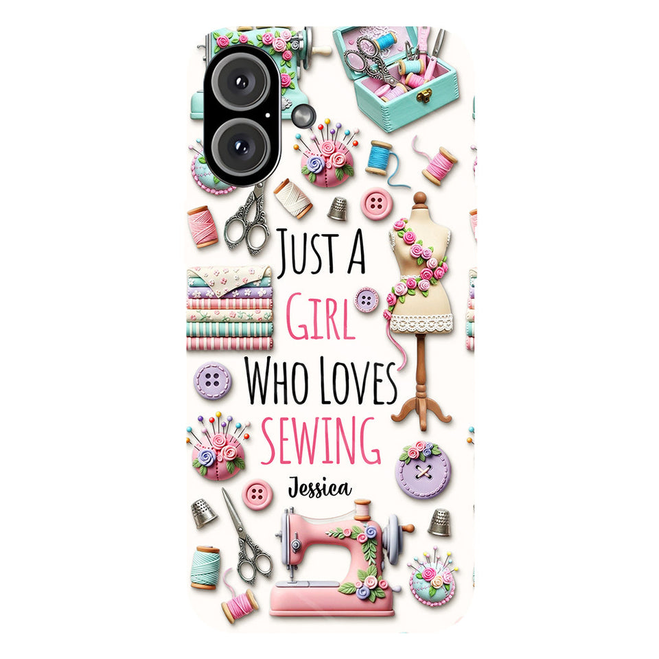 Just A Girl Who Loves Sewing - Personalized Sewing Full Print Phone Case