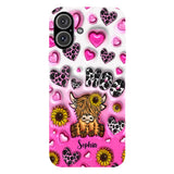 Sunflower Highland Cow - Personalized Full Print Phone Case