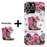 Cowgirl Boots - Personalized Cowgirl Full Print Phone Case & Phone Grip
