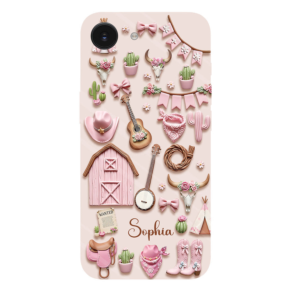 Pink Cowgirl - Personalized Cowgirl Full Print Phone Case