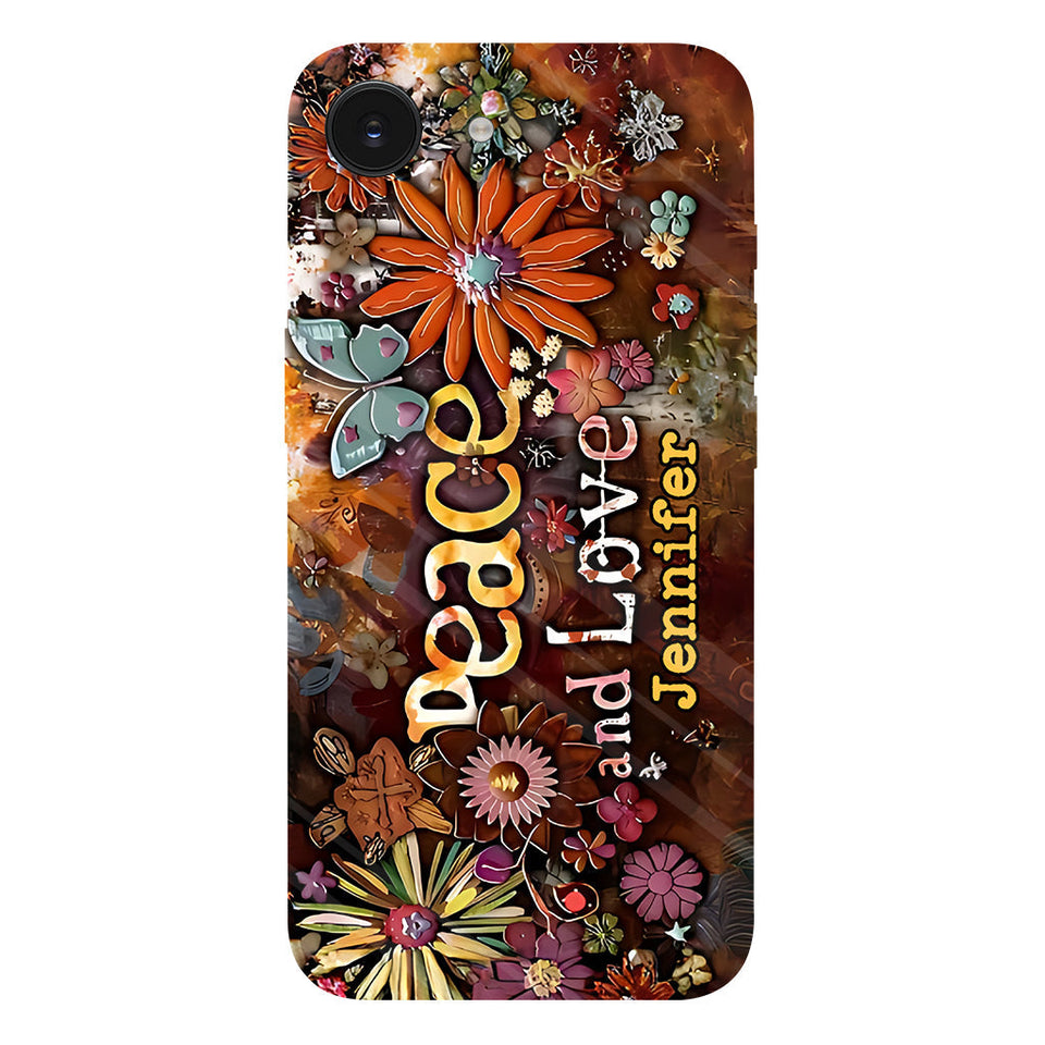 Peace And Love - Personalized Hippie Full Print Phone Case