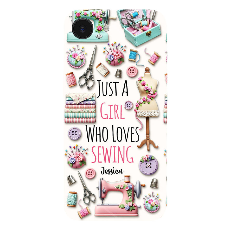 Just A Girl Who Loves Sewing - Personalized Sewing Full Print Phone Case