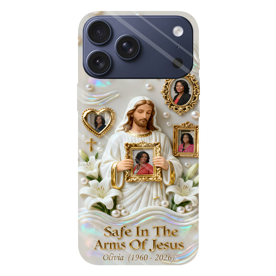Save In The Arms Of Jesus - Personalized Memorial Full Print Phone Case